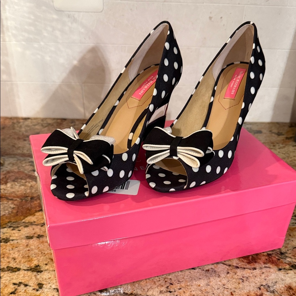 Isaac Mizrahi Black and White Polka Dot Heels